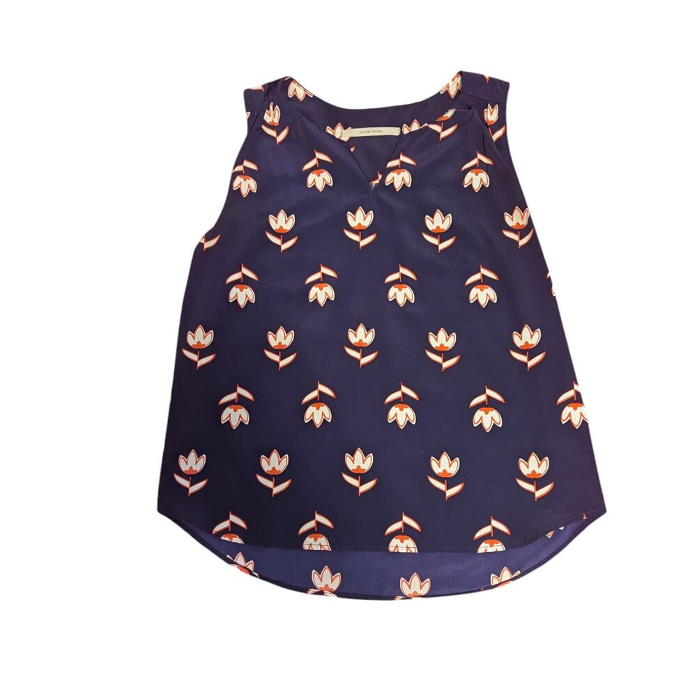 41 Hawthorn Tulip Flower Top Novelty Print Tank‎ Sleeveless V Neck Boho Twee